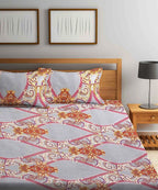 Mauve Printed Double Bedsheet with 2 Pillow Covers