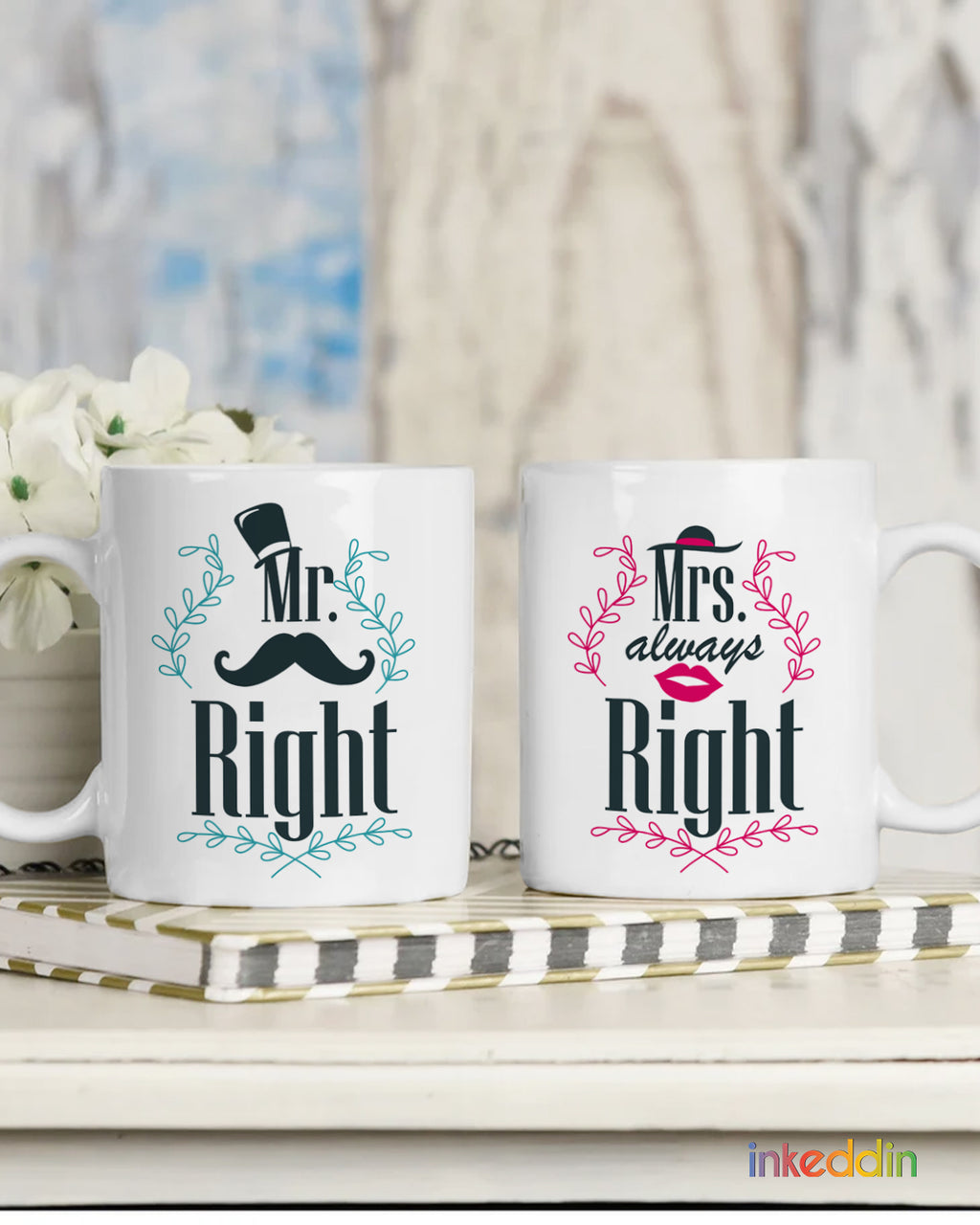 Mrs & Mr Couple Mugs Set of 2
