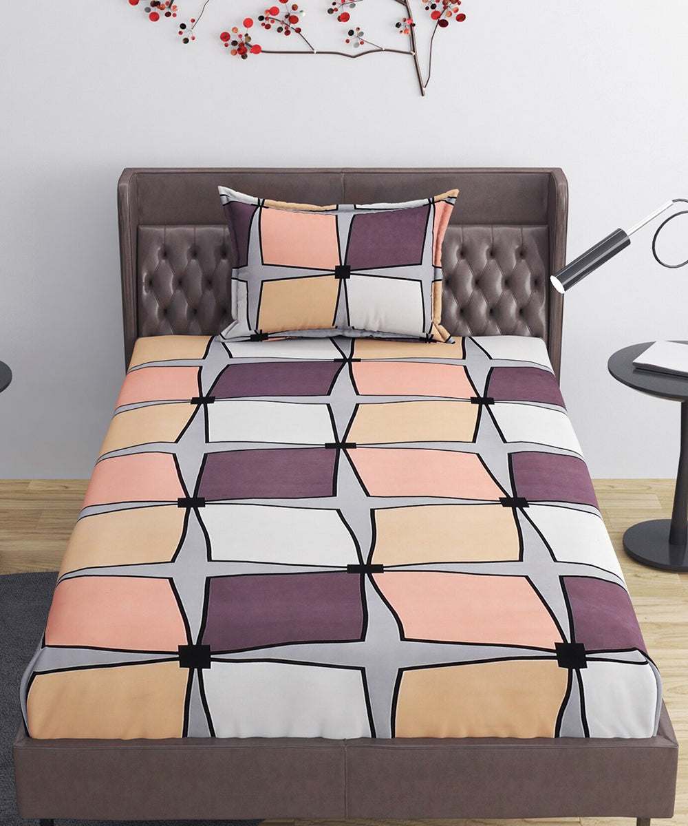Multi Color Single Bedsheet With 1 Pillow Cover