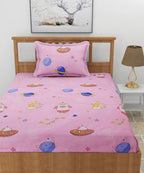 Pink kids Single Bedsheet With 1 Pillow Cover