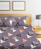 Multi Color Triangles Double Bedsheet With 2 Pillow Cover
