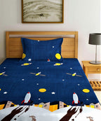 Space Printed Kid Bedsheet With Pillow Covers