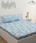 Green Floral Double Bedsheet With 2 Pillow Covers