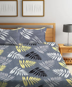 Grey Floral Double Bedsheet With 2 Pillow Cover