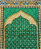 Green Velvet Janamaz Prayer Mat / Rug