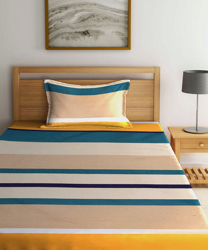 Multi Color Single Fitted Bedsheet With 1 Pillow Cover