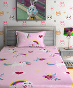 Unicorn Dreams Kids Bedsheet With Pillow Covers