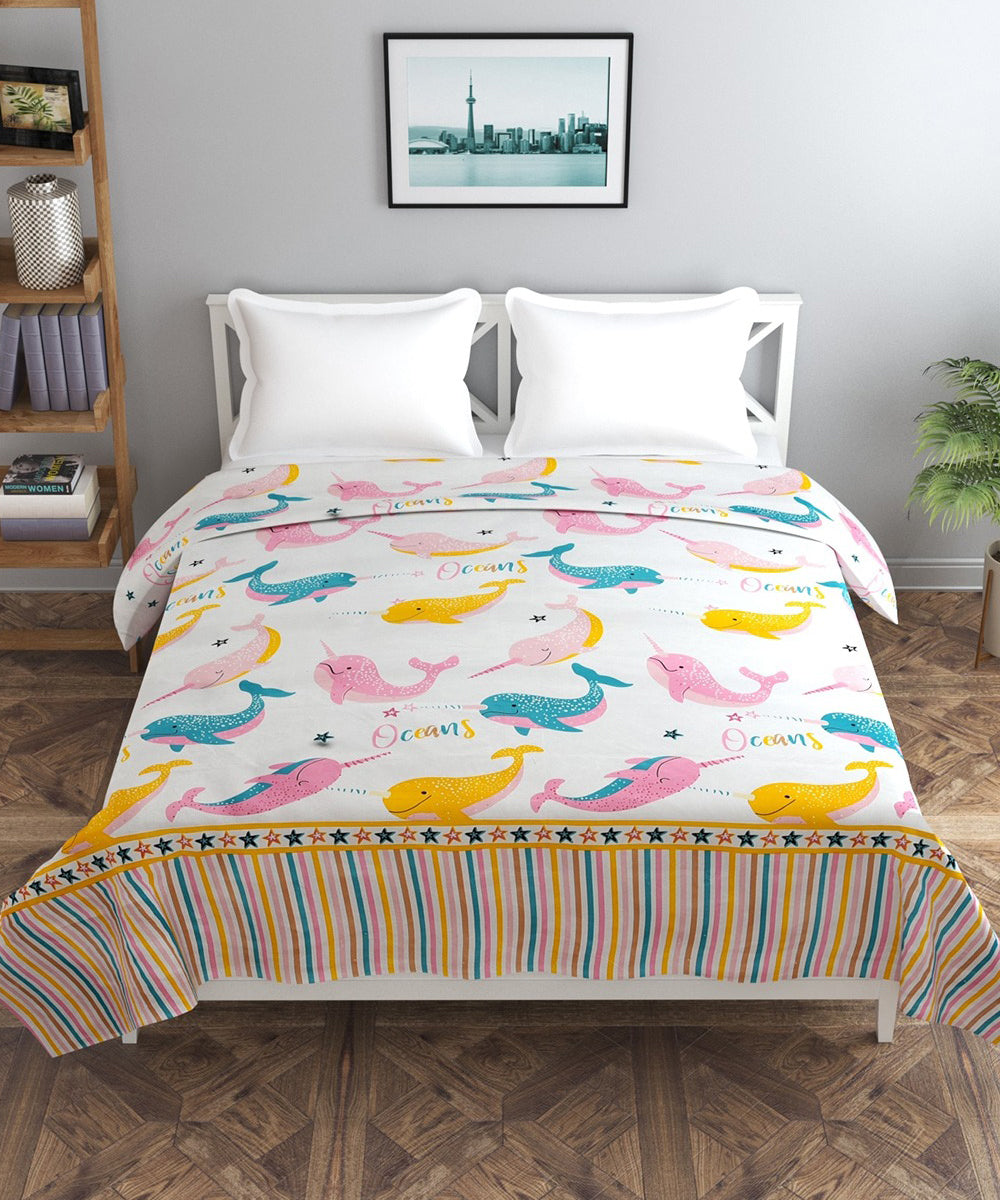 Dolphins Kids Quilt / Blanket / Razai / Duvet Cover