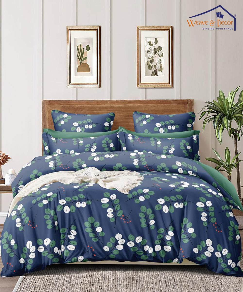Blue Floral Bedsheet with 2 Pillow Covers