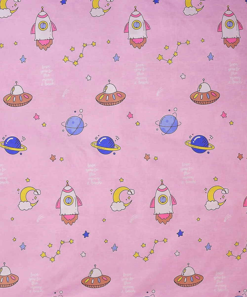 Pink kids Single Bedsheet With 1 Pillow Cover