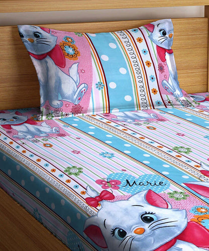 Cute Kitty Flat Bedsheet With Pillow Covers
