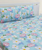 Green Floral Double Bedsheet With 2 Pillow Covers