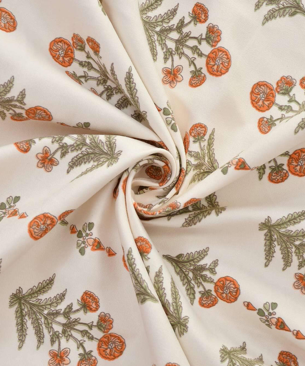 Orange Floral King Size Bedsheet With 2 Pillow Covers