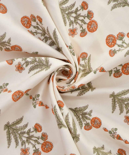Orange Floral King Size Bedsheet With 2 Pillow Covers