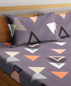 Multi Color Triangles Double Bedsheet With 2 Pillow Cover