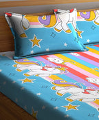 Unicorn Print King Size Bedsheet with 2 Pillow Covers