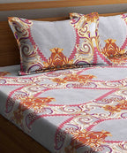 Mauve Printed Double Bedsheet with 2 Pillow Covers