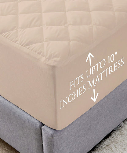 Beige Quilted Waterproof Mattress Protector