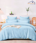 Blue Zigzag Double Bedsheet With 2 Pillow Covers
