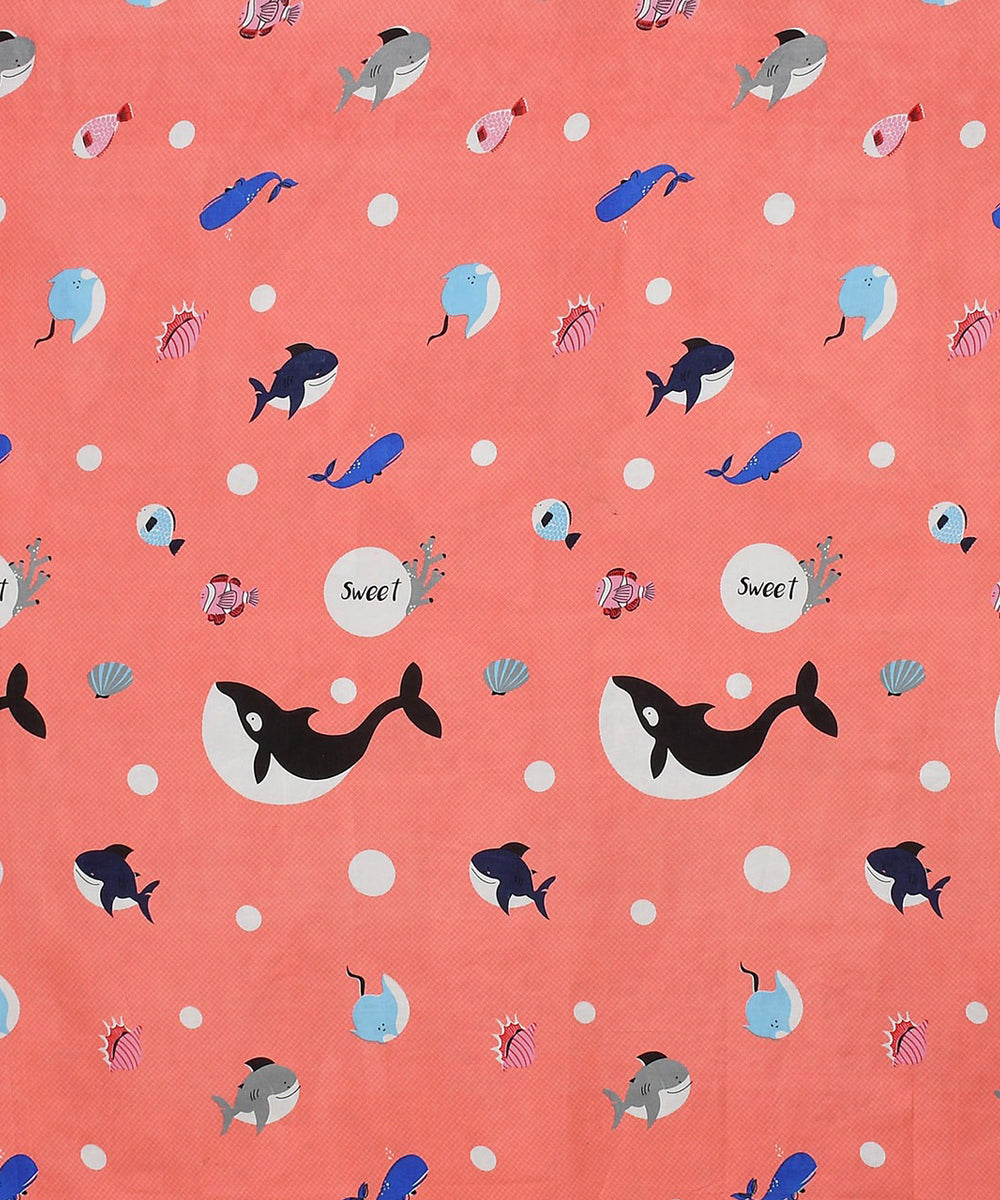 Pink Dolphins Single Bedsheet With 1 Pillow Cover