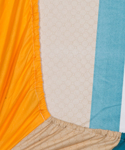 Multi Color Single Fitted Bedsheet With 1 Pillow Cover