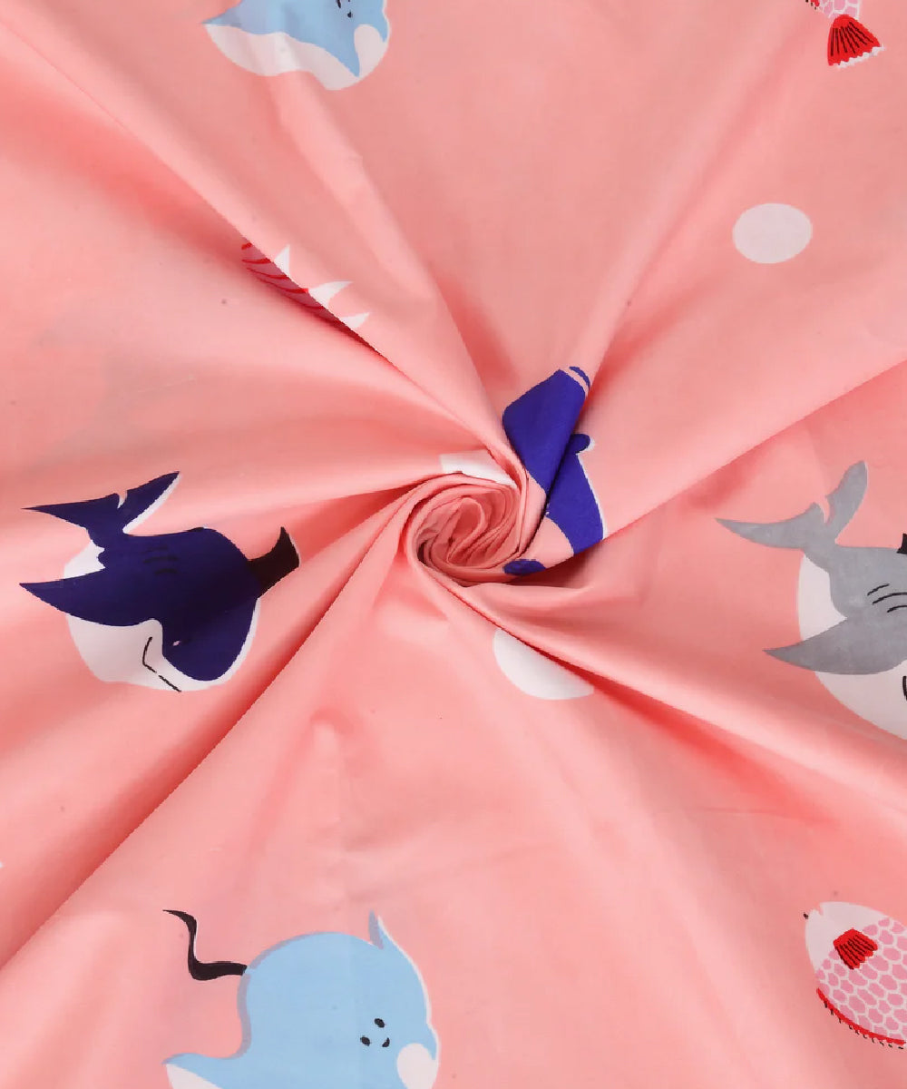 Pink dolphins King Size Bedsheet with 2 pillow Covers