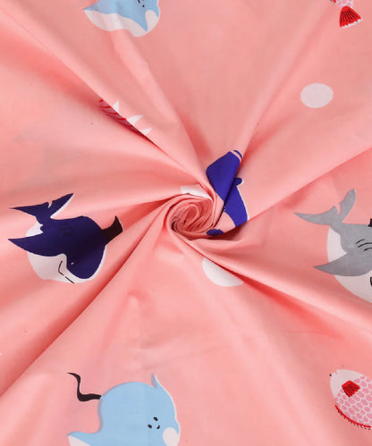 Pink dolphins King Size Bedsheet with 2 pillow Covers