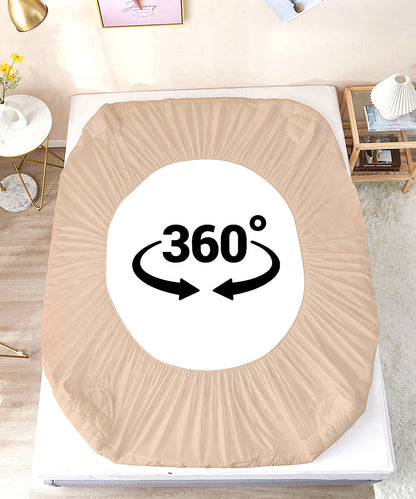 Beige Quilted Waterproof Mattress Protector