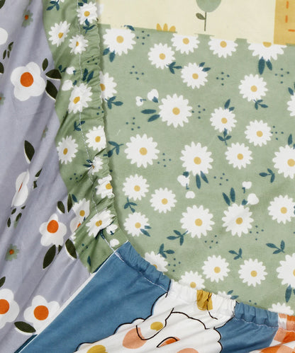 Cute Kids Queen Fitted Bedsheet With 2 Pillow Covers