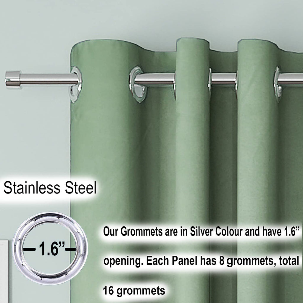 Blackout Curtain (Width  - 4.5 Feet - Green ) Pack of 2 Piece