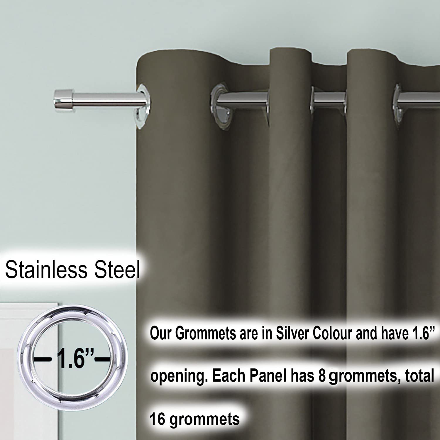 Blackout Curtain (Width  - 4 Feet - Light Grey) Pack of 2 Piece