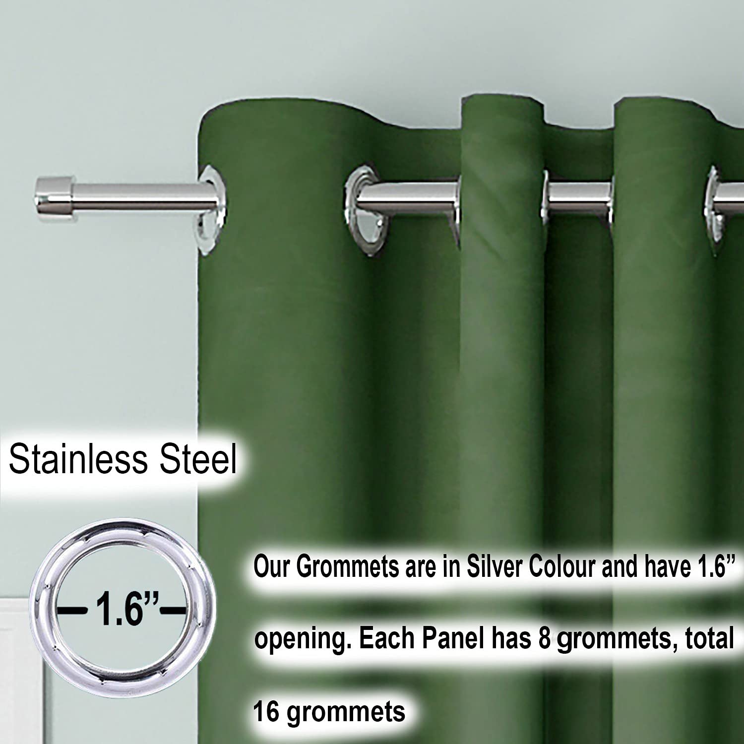 Blackout Curtain (Width- 4 Feet- Dark Green) Pack of 2 Piece