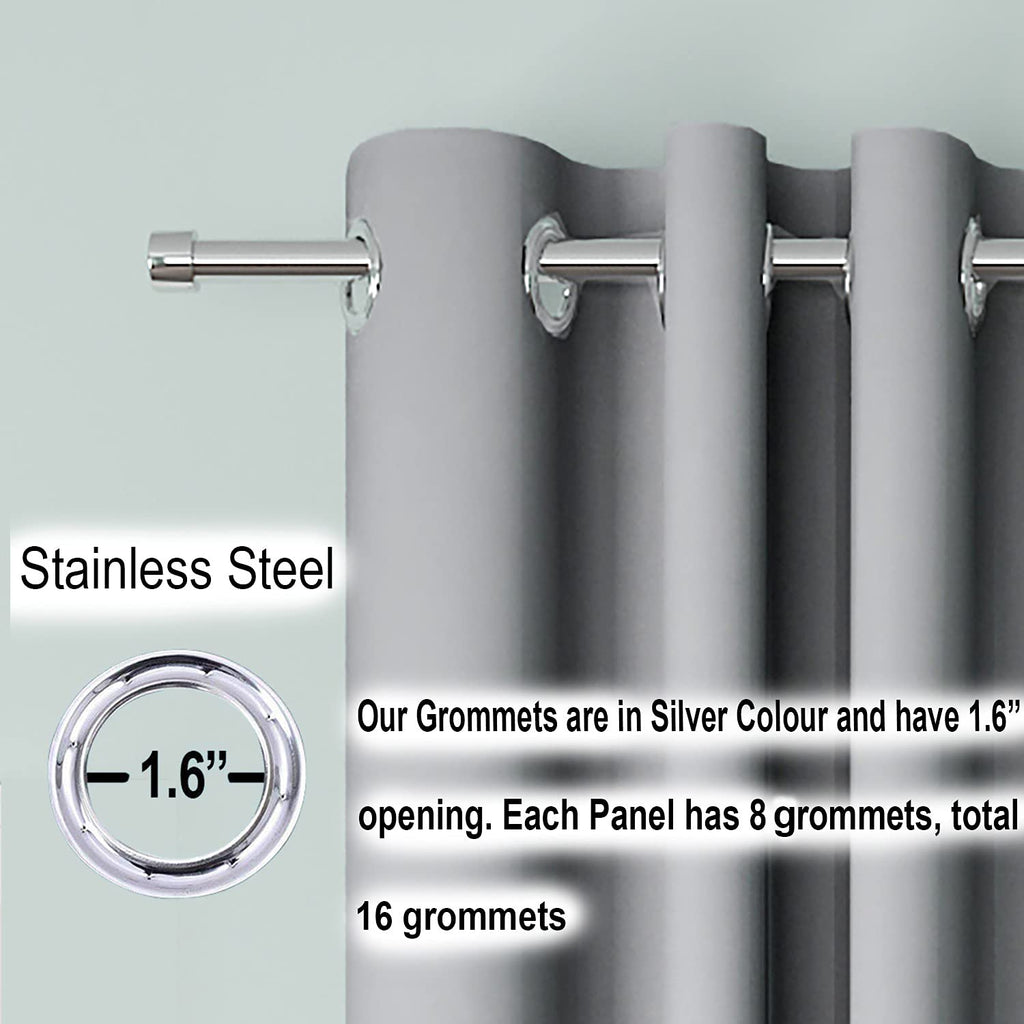 Blackout Curtain (Width- 4.5 Feet- Metallic Grey) Pack of 2 Piece