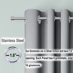 Blackout Curtain (Width- 4.5 Feet- Metallic Grey) Pack of 2 Piece