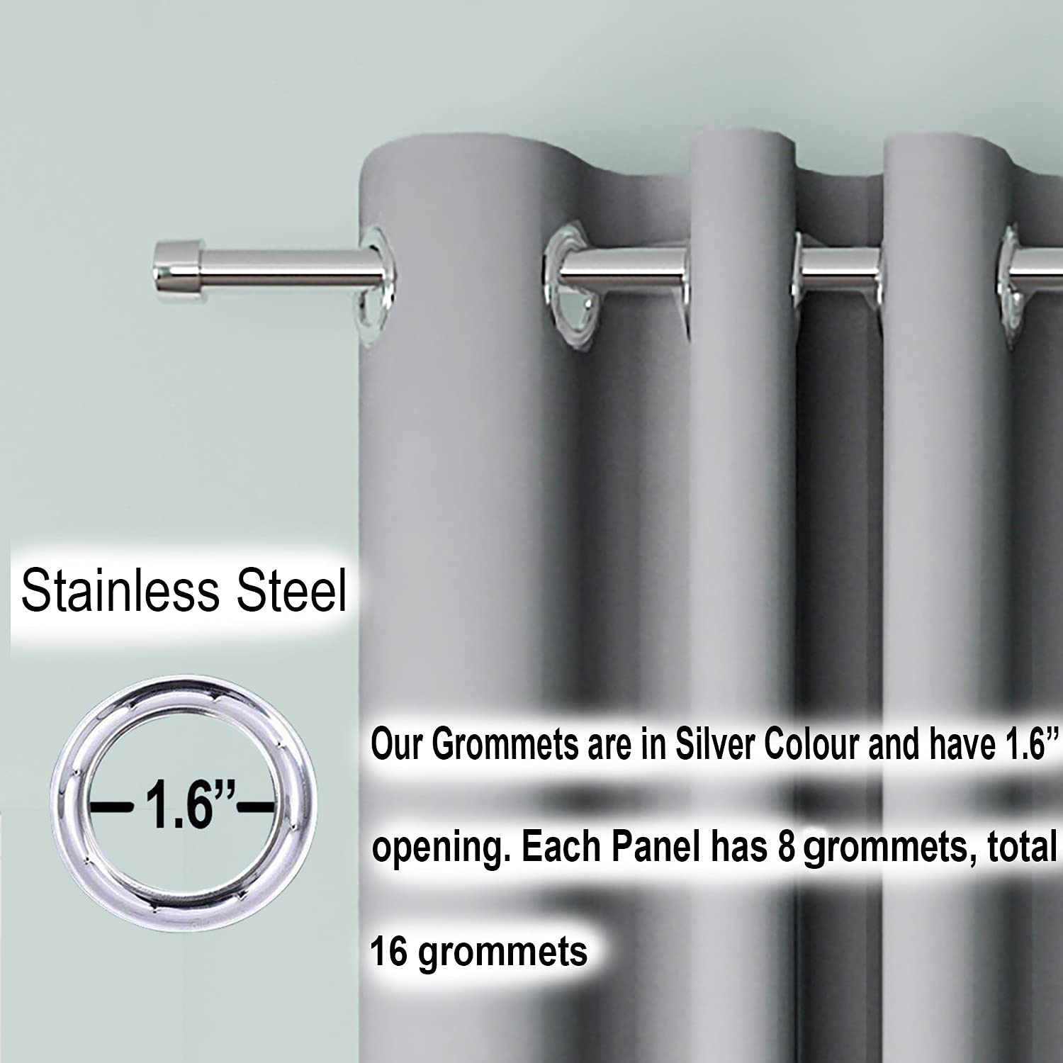 Blackout Curtain (Width- 4.5 Feet- Metallic Grey) Pack of 2 Piece