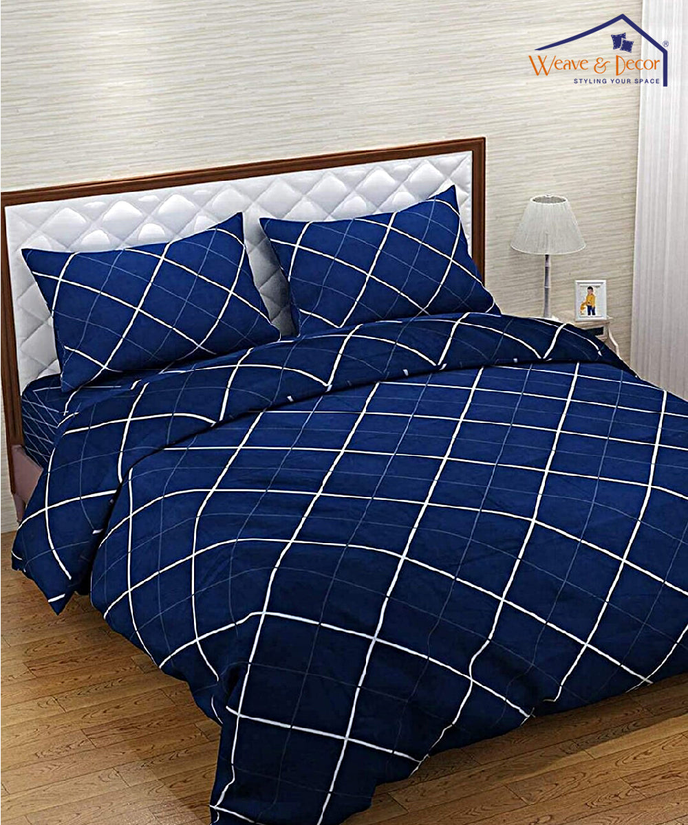 Blue Checks 350GSM Single Bed Comforter