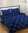 Blue Checks 350GSM Single Bed Comforter