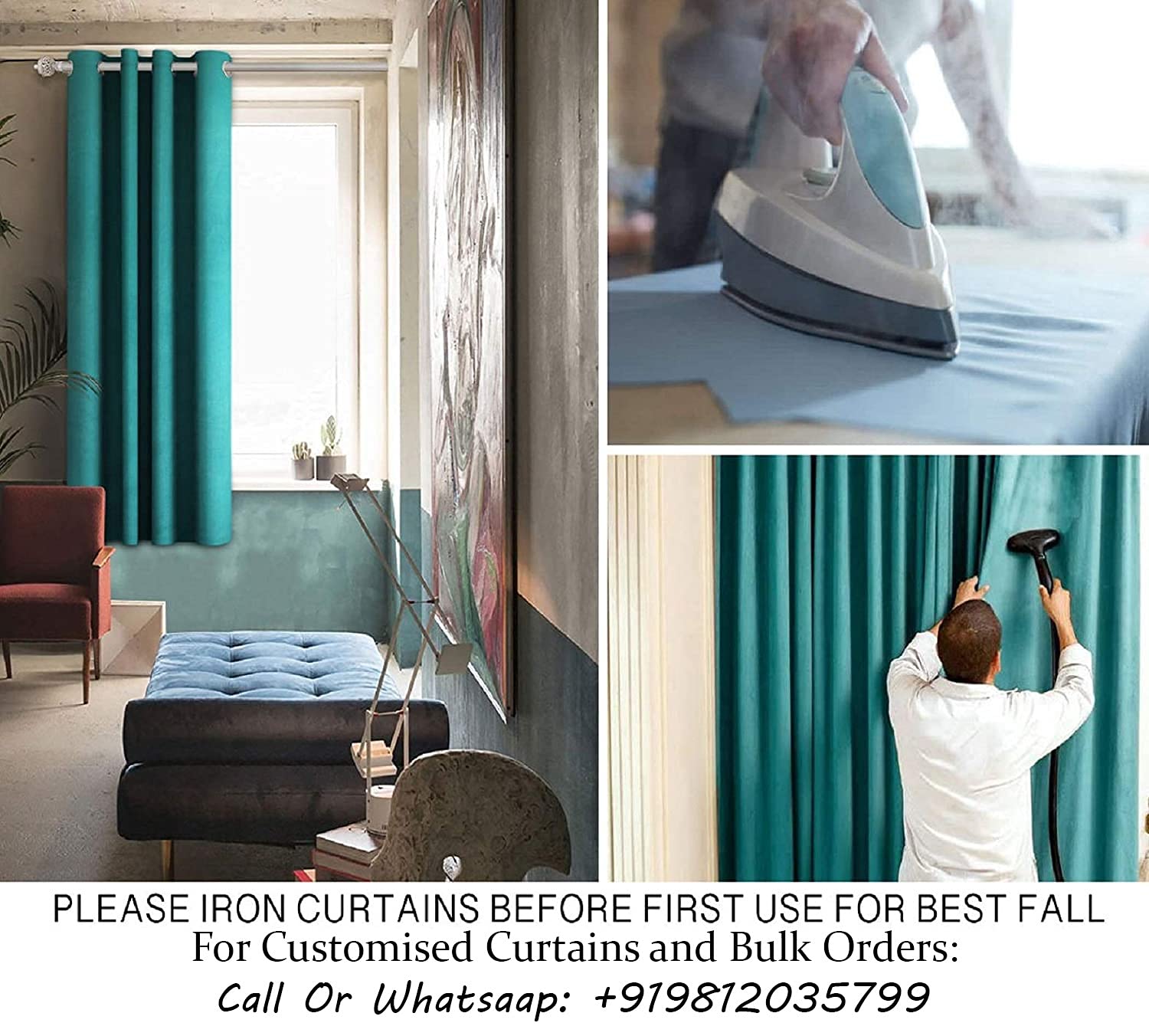 Blackout Curtain (Width- 4 Feet- Light Golden ) Pack of 2 Piece