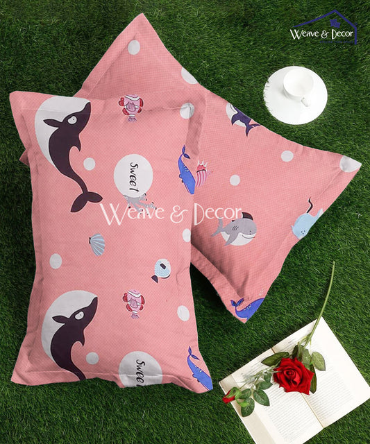 Pink Dolphins Pillow Cover Set of 2