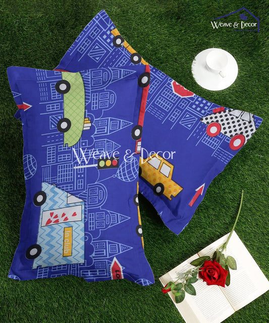 Blue Car Pillow Cover Set of 2