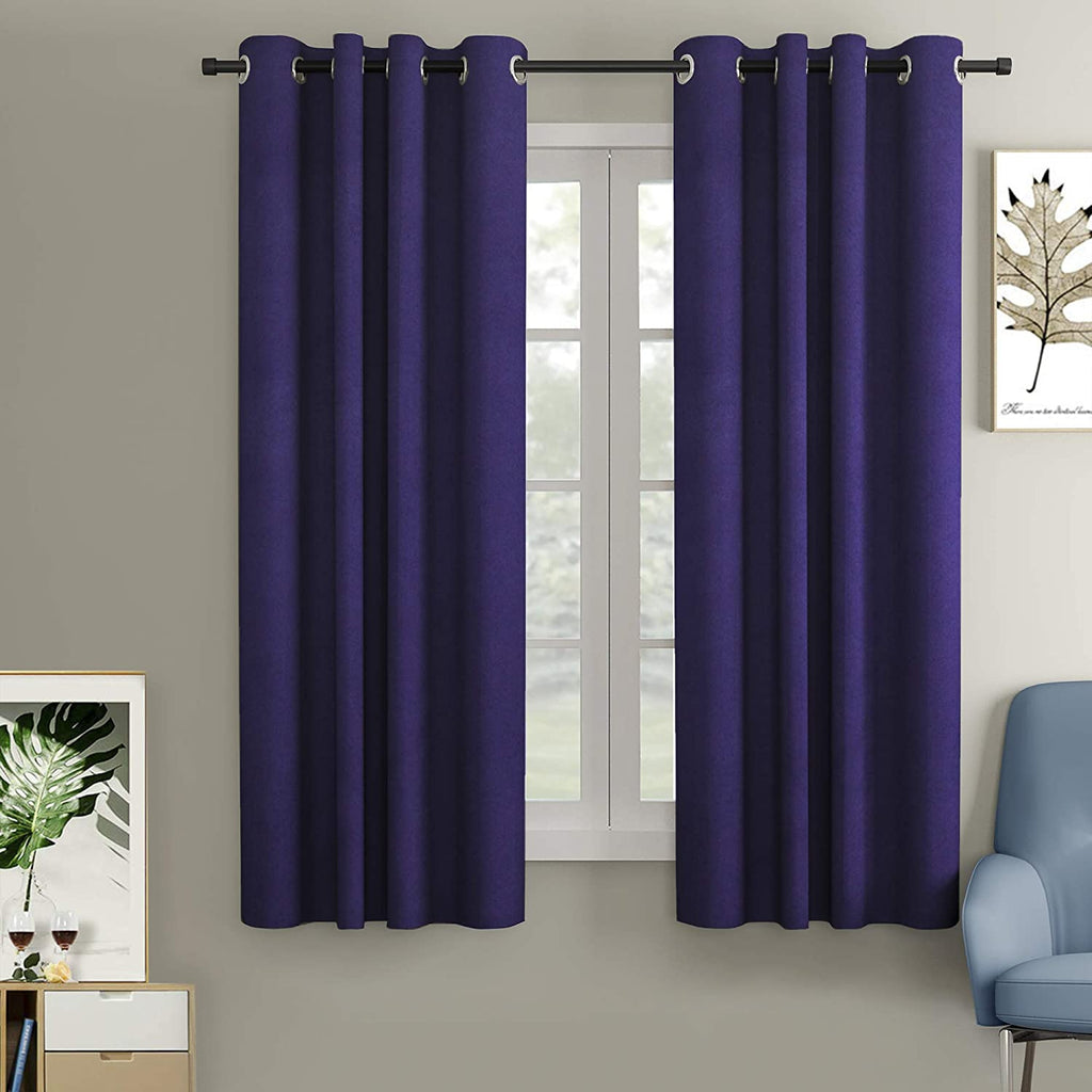 Blackout Curtain (Width- 4 Feet - Blue )Pack of 2 Piece