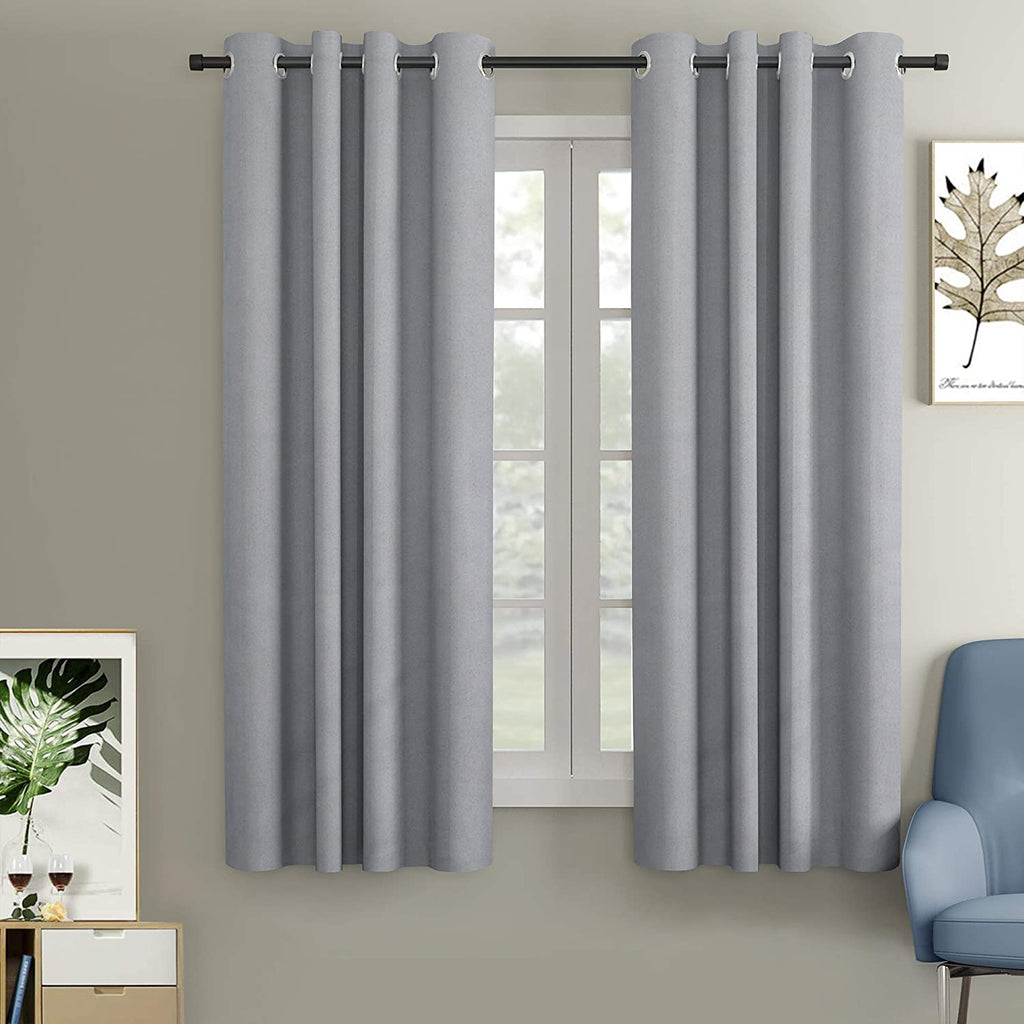 Blackout Curtain (Width- 4 Feet - Grey) Pack of 2 Piece