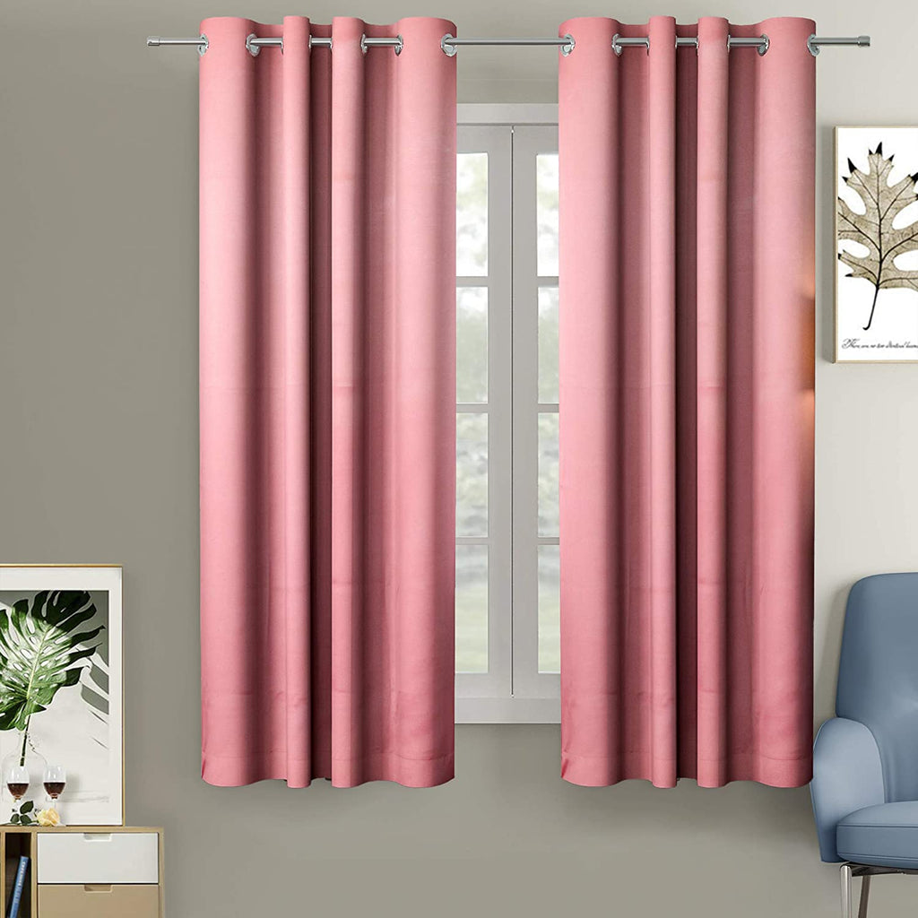 Blackout Curtain (Width- 4 Feet- Pink ) Pack of 2 Piece