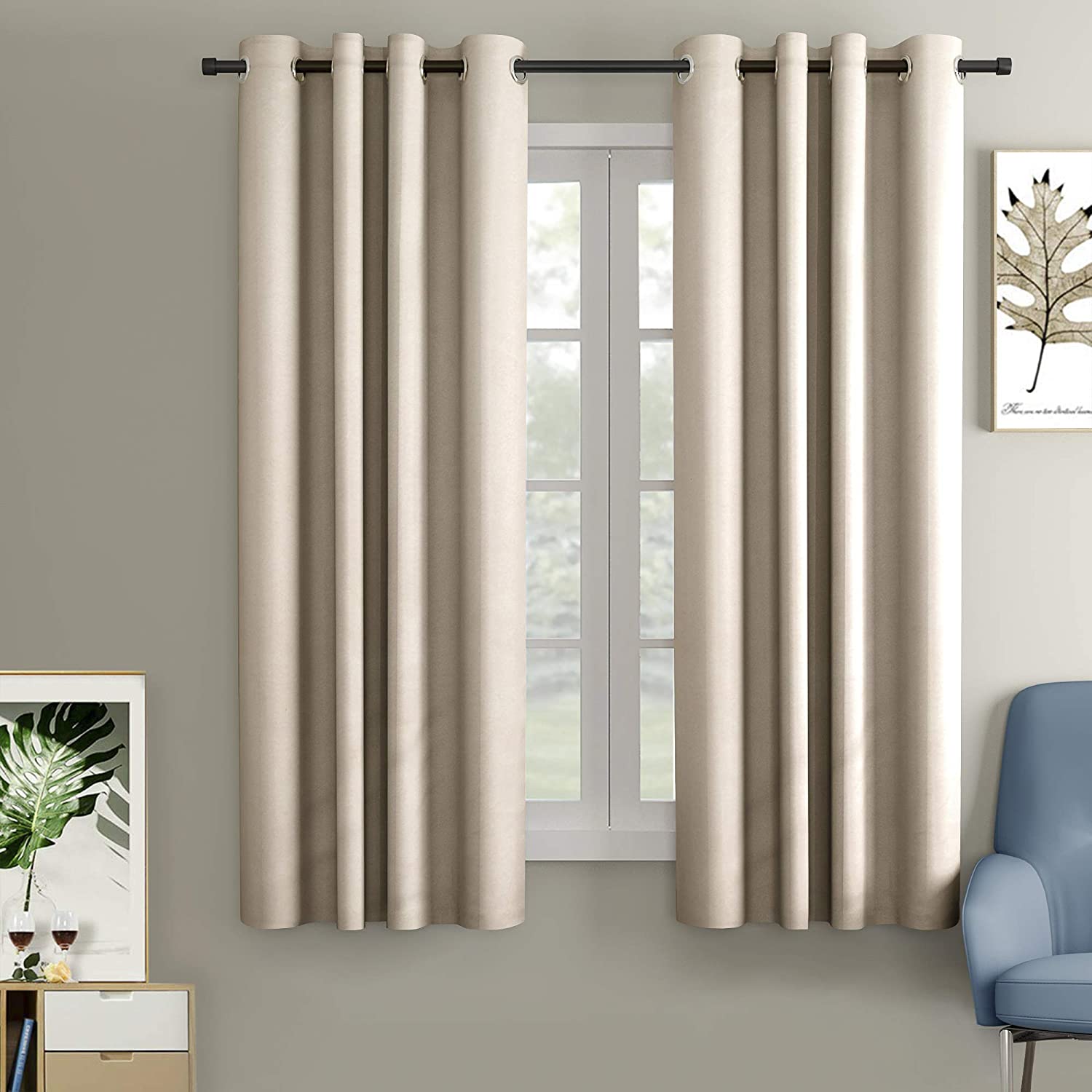 Blackout Curtain (Width- 4.5 Feet- Dark beige ) Pack of 2 Piece