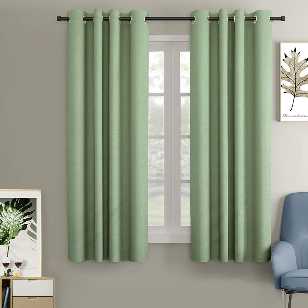 Blackout Curtain (Width  - 4.5 Feet - Green ) Pack of 2 Piece