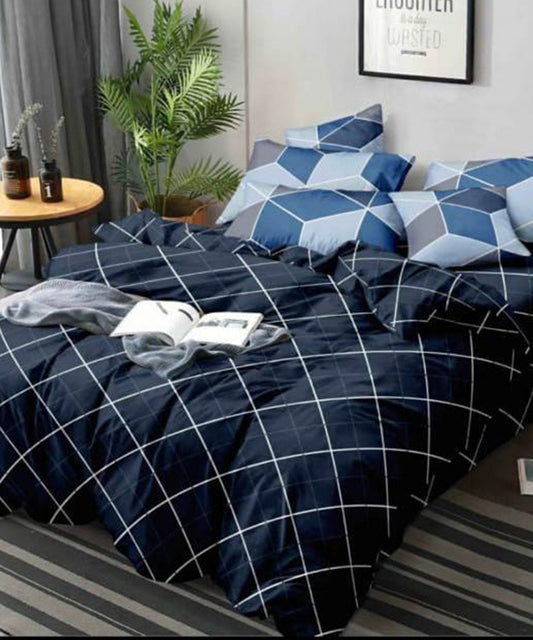 Blue King Size Bedsheet with 2 Pillow Covers