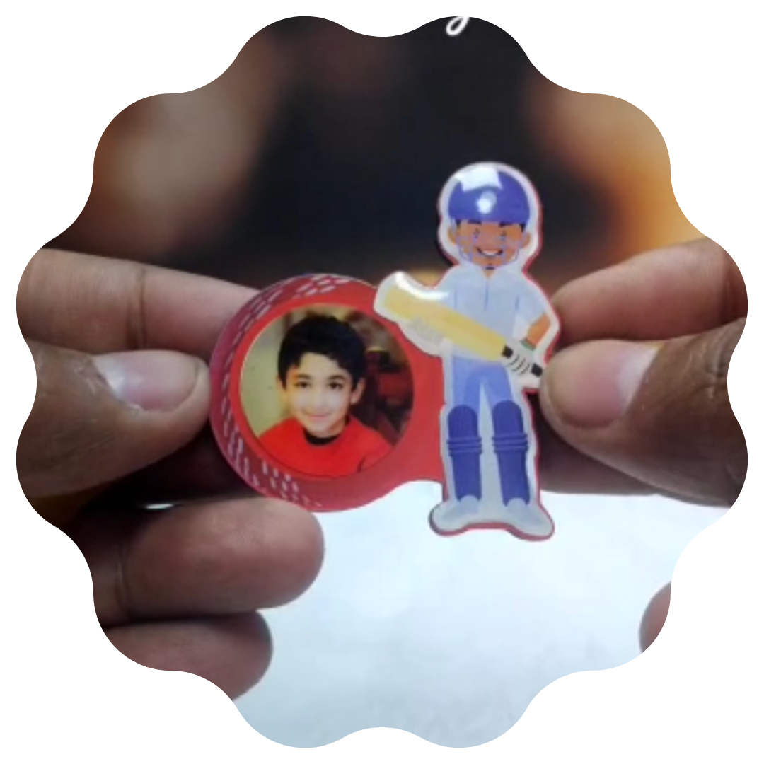 Cute Cricketer Customised Rakhi Set of 2