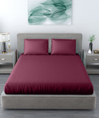 Maroon Fitted Bedsheet With Pillow Cover
