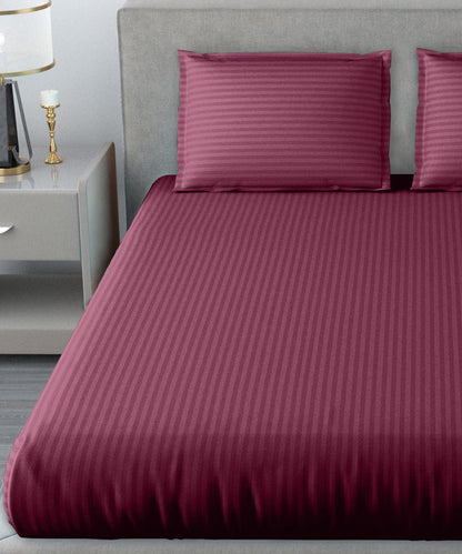 Maroon Fitted Bedsheet With Pillow Cover