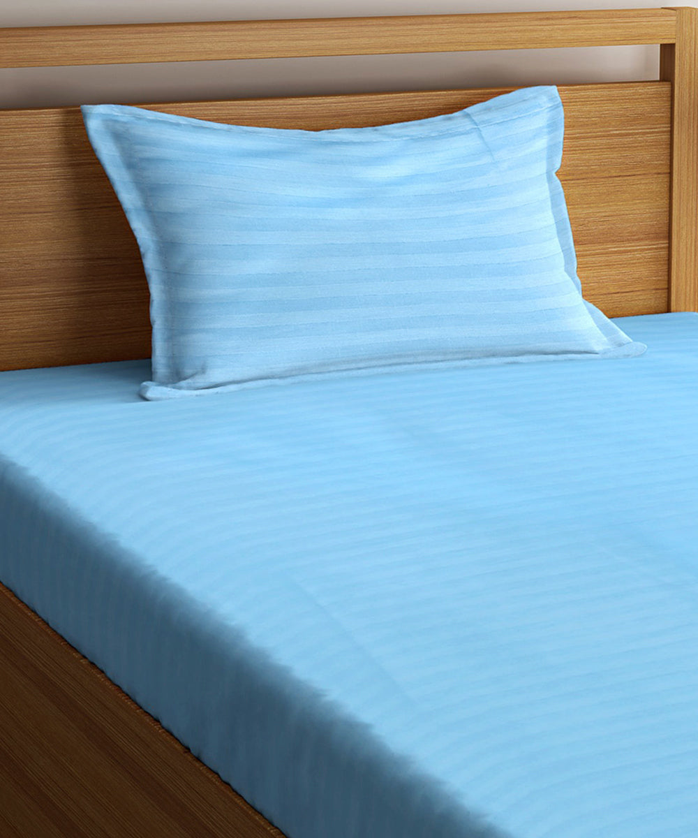 Sky Single Fitted Bedsheet With 1 Pillow Cover